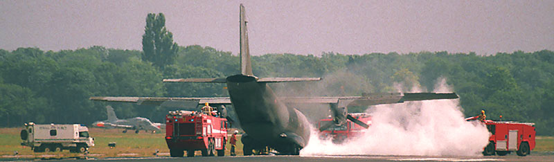 Alenia G222 on fire at Fairford