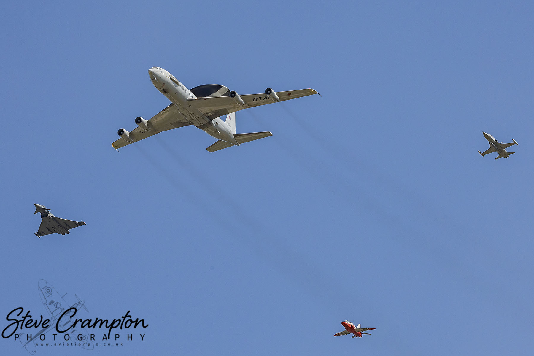 Nato 75th Anniversary Flypast - Boeing E-3A Sentry, BAe Hawk, Northrop SF-5M and Eurofighter EF2000