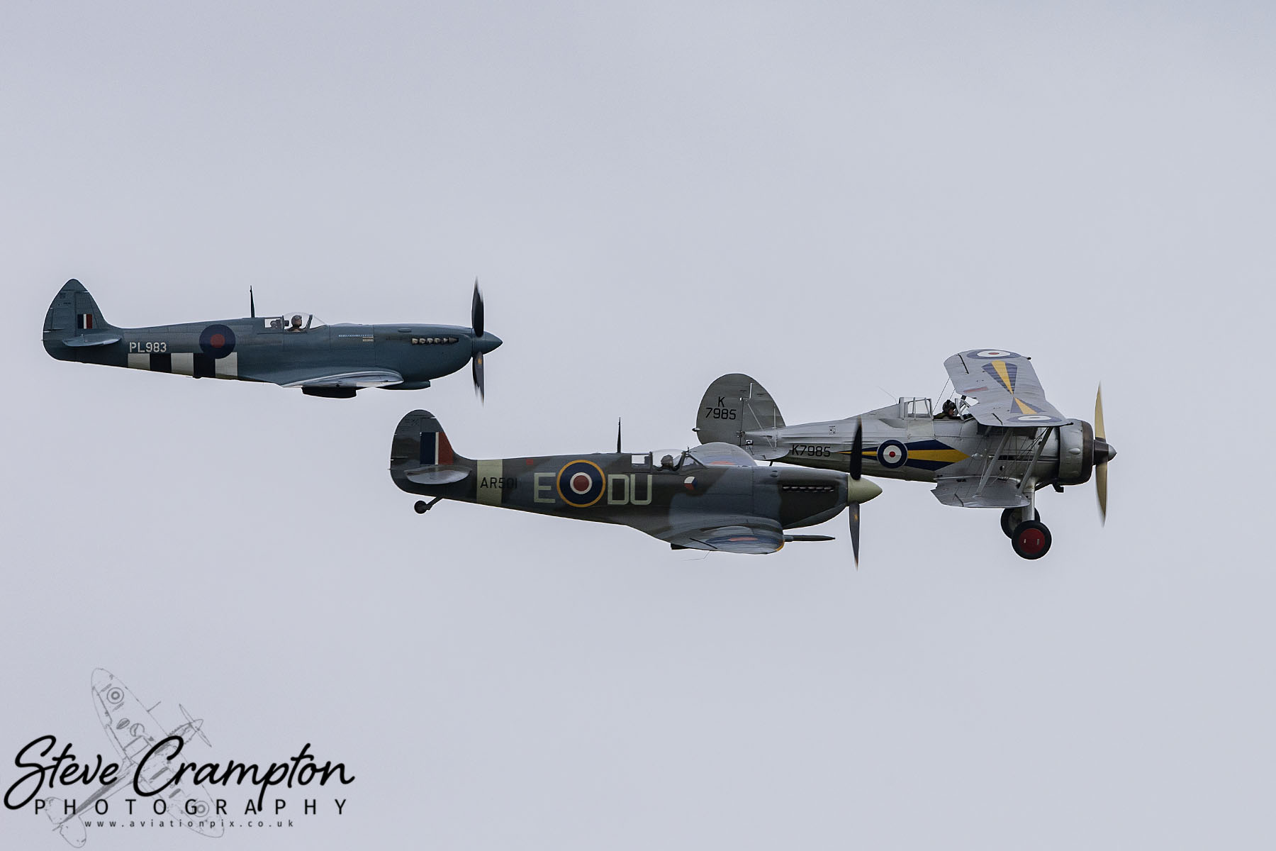 Gloster Gladiator, Spitfire Mk.Vc and Spitfrire PR.XI